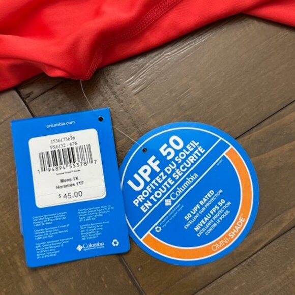 Columbia PFG Terminal Tackle Red Hoodie Omni-Shade Men’s Size 1X NWT - Picture 5 of 5